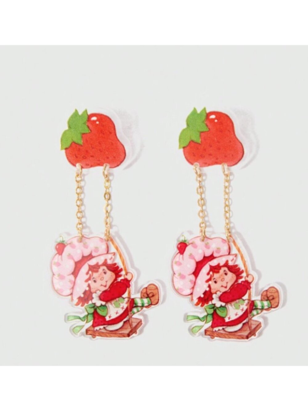 Vintage-Inspired Strawberry Shortcake Dangle Earrings – Cute Retro Strawberry
